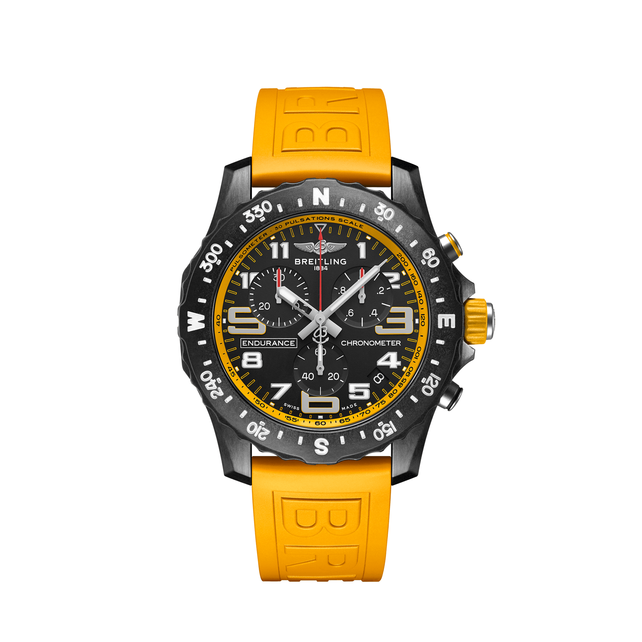 Breitling Endurance Pro 44mm Chronograph & Yellow Rubber Strap - X82310D91B1S1