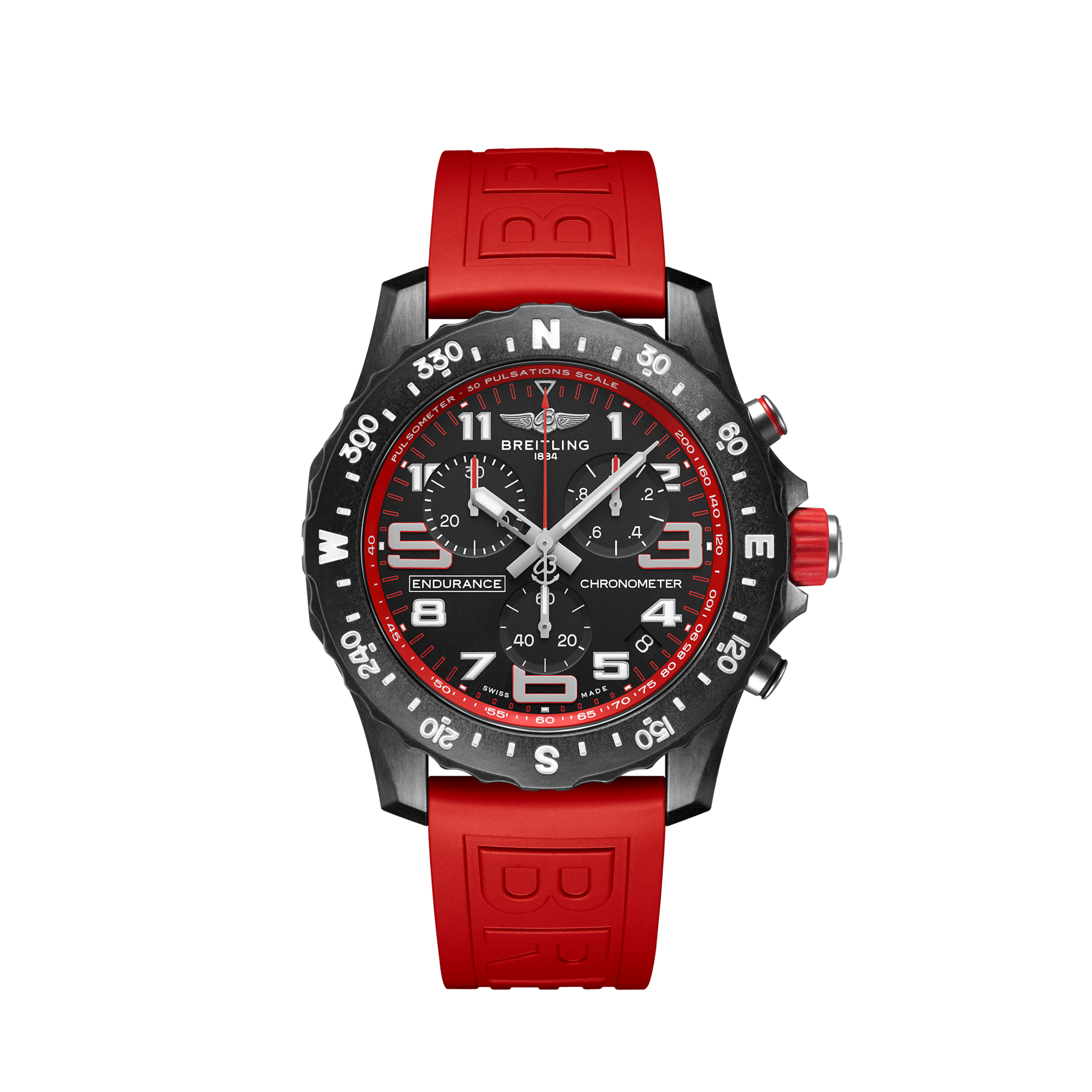 Breitling Endurance Pro 44mm Chronograph & Red Rubber Strap - X82310D91B1S1