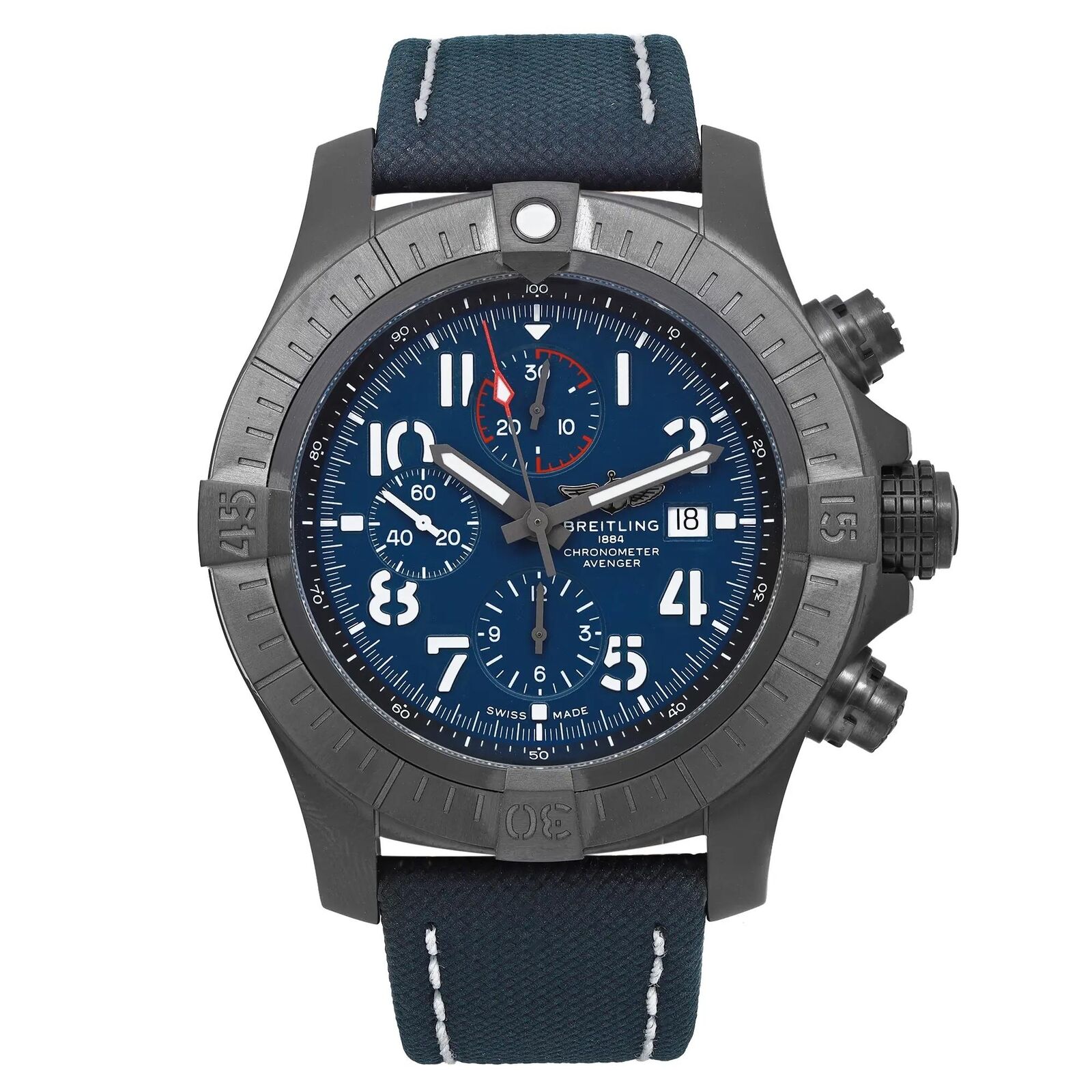 Breitling Super Avenger 48mm Chronograph with Titanium Bezel & Calfskin Leather - V13375