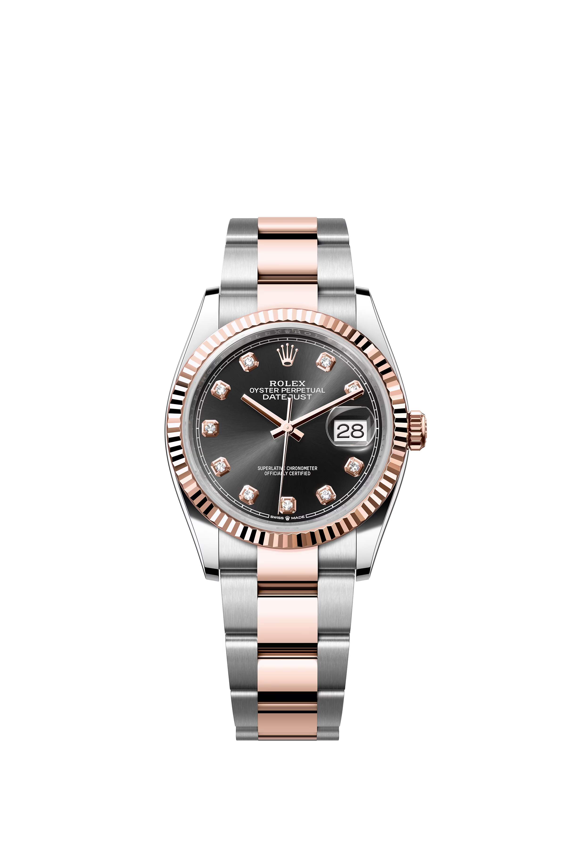 Datejust 36mm 18K Rose Gold with Diamond Set Black Dial - 116231