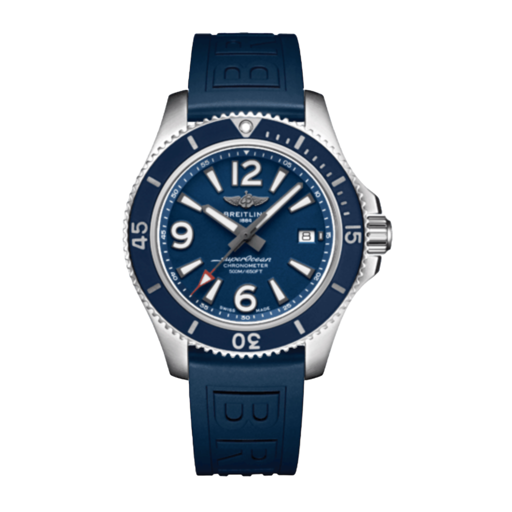 Breitling Super Ocean 42mm Automatic with Blue Dial & Rubber Strap - A17366