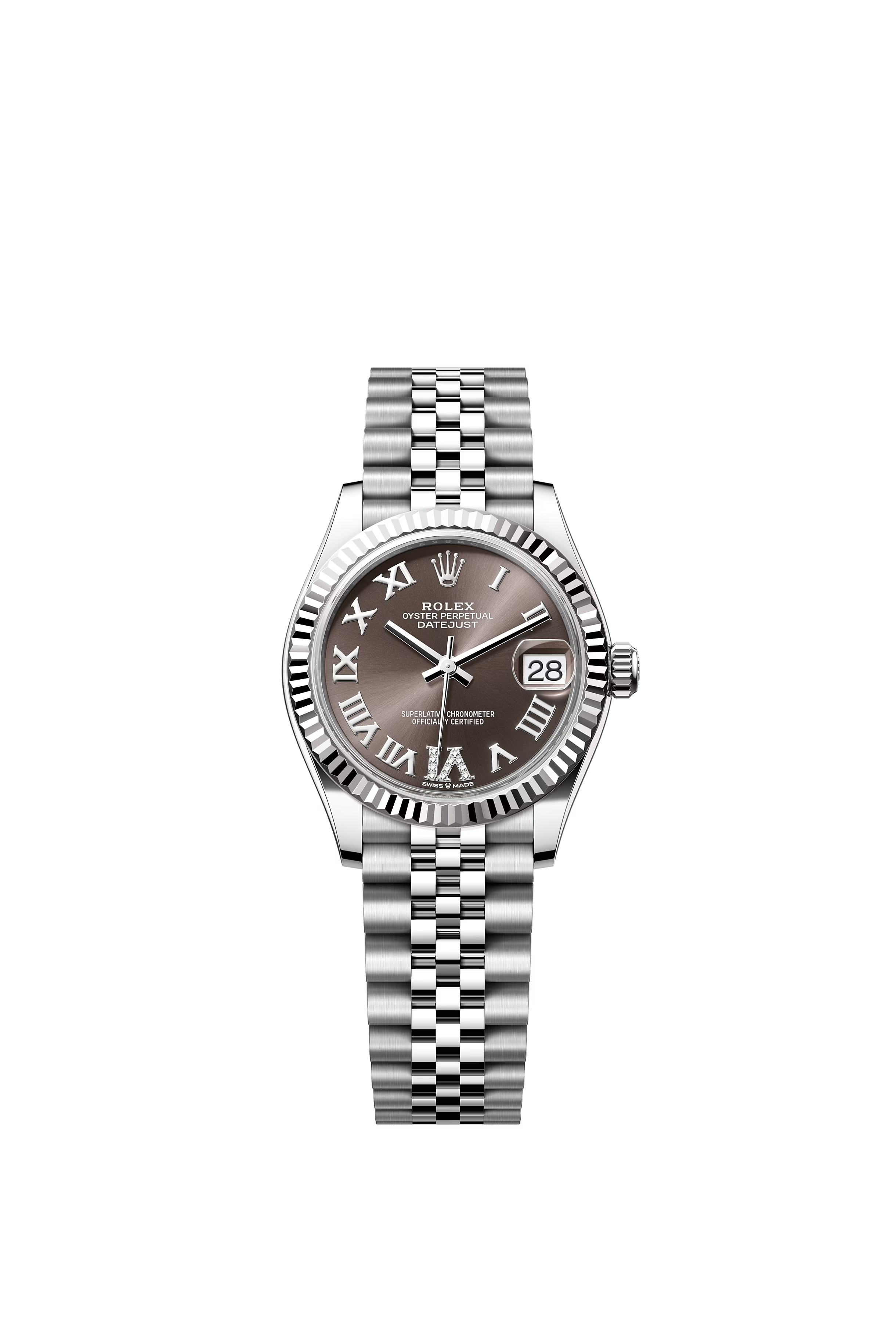 Datejust 31mm Oystersteel & 18K White Gold with Dark Grey Diamond VI Set Dial  - 278274