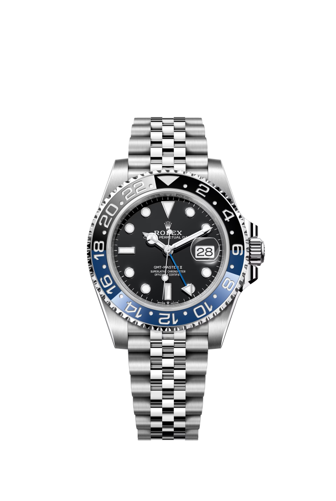 GMT-Master II 40mm in Oystersteel with Black Dial & Two-Colour Cerachrom Bezel in Blue & Black Ceramic - 126710BLNR