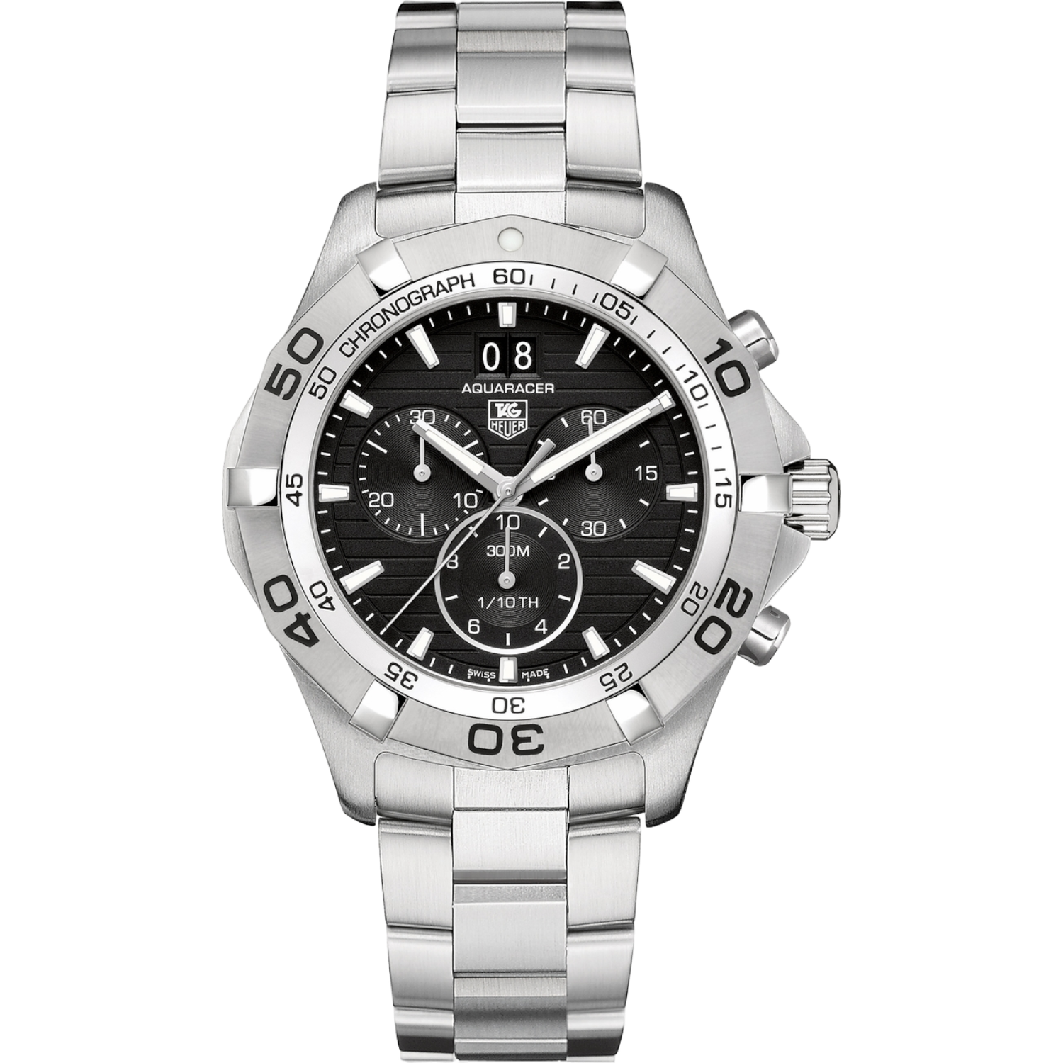 Tag Heuer Aquaracer 43mm Chrono Black Dial & Steel Bracelet - CAF101E