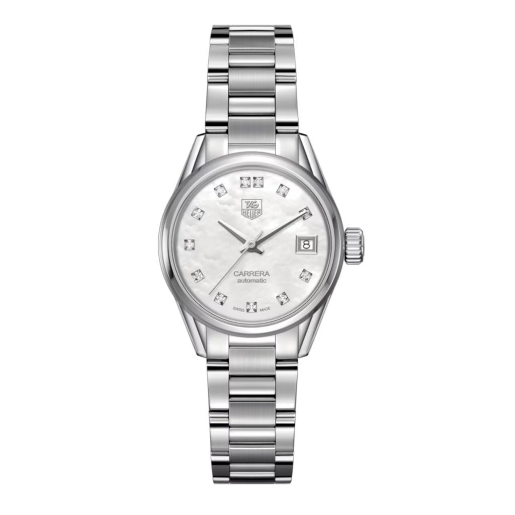 Tag Heuer Carrera 28mm Automatic with Mother Of Pearl Diamond Dial & Steel Bracelet - WAR2414.BA0776