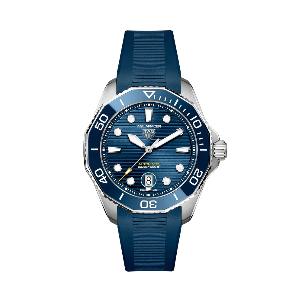 Tag Heuer Aquaracer 43mm Professional 300 Chrono Blue Dial & Rubber Strap - WBP201B.FT6198