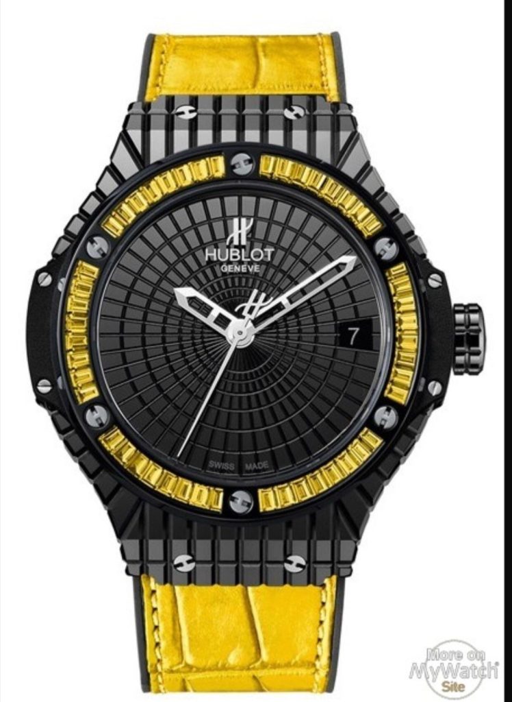 Hublot Big  Bang Tutti Fruity Lemon Caviar 41mm Black Ceramic & Titanium  Wuth Yellow  Sapphires Set PVD- 346.CD.1800.LR.1901.